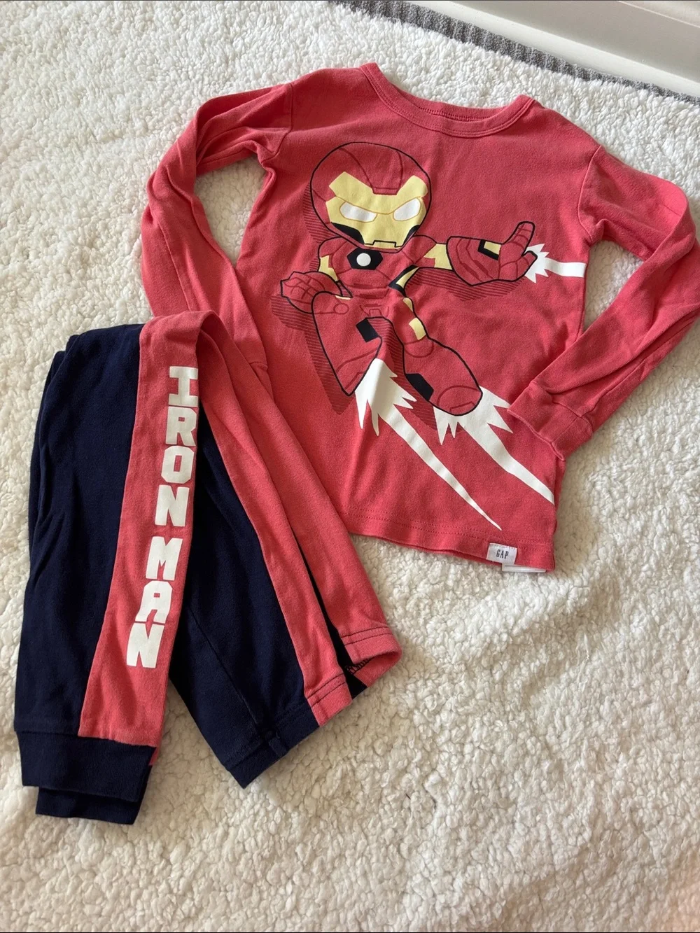 GAP Kids Iron Man Red and Navy Two-Piece Pajama Set